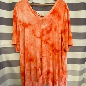 18/20 Lane Bryant Orange/Coral Tie Dye Tee Shirt